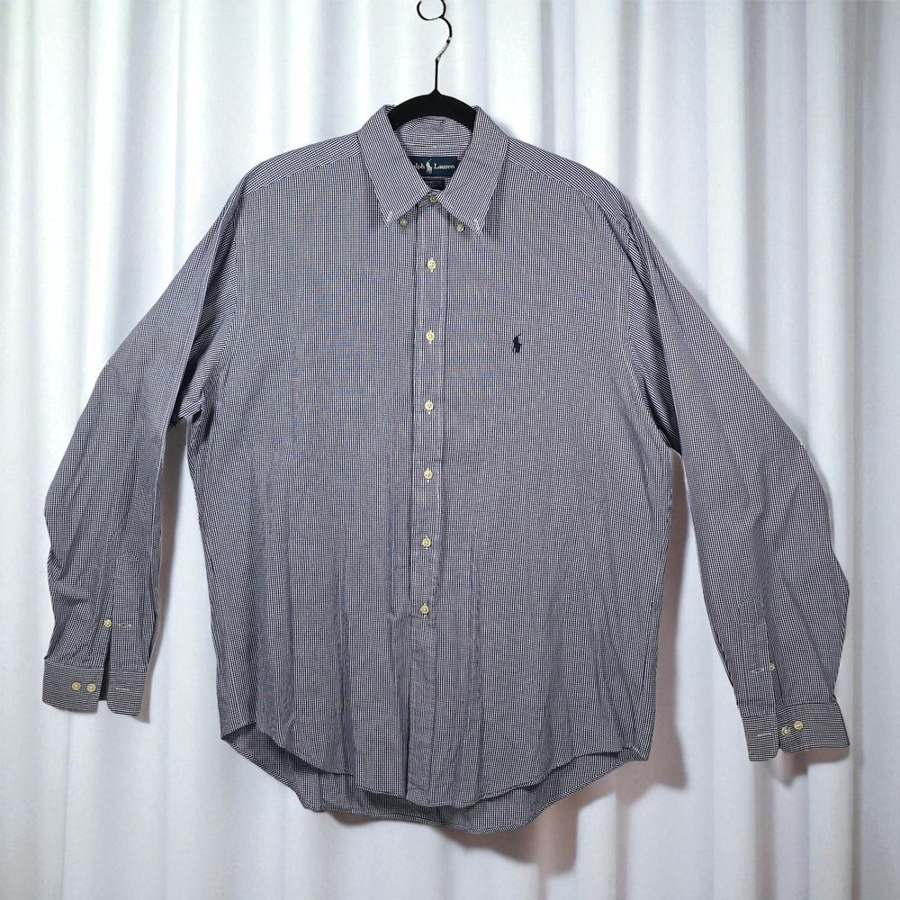 Ralph Lauren Yarmouth Button Down Shirt Men 16 1/2 Gingham Checkered Long Sleeve